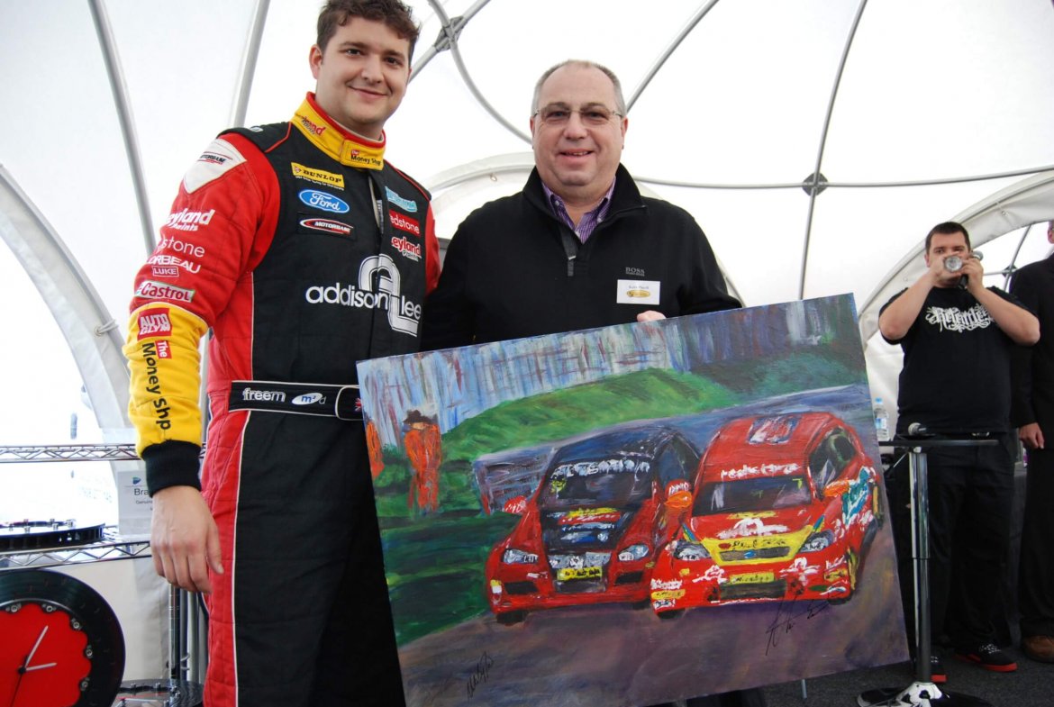 acrylic painting of british touring cars