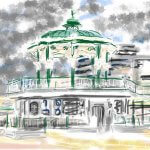 ipad sketch of Brighton Bandstand grey clouds behind