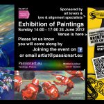 photo of an art exhibition invite in 2010 Motorsport paintings