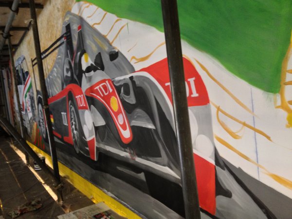 photo of part of mural of LMS audi R10