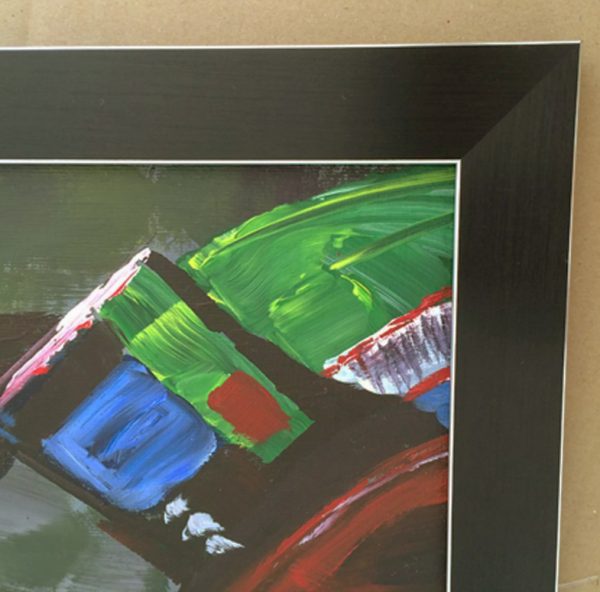 close up photo of a framed acrylic painting of felipe massa in ferrari