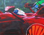 acrylic painting of massa in ferrari