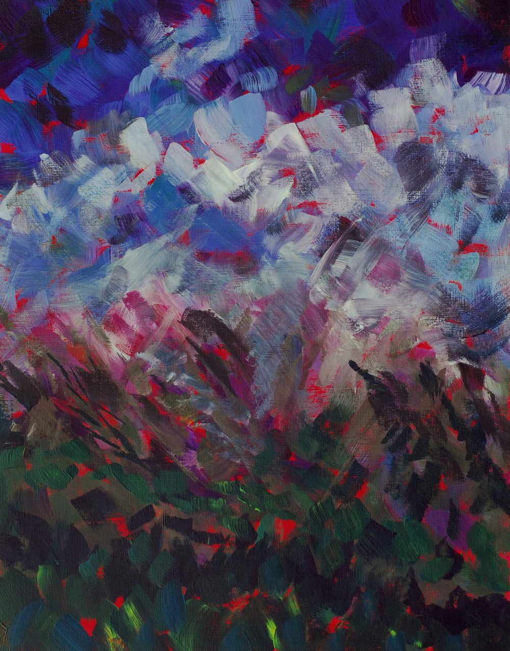 PAINTING - acryli expressionist sky and moutnains of Scottish Higlands