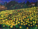 impressionist paitning of a sunflower field in France