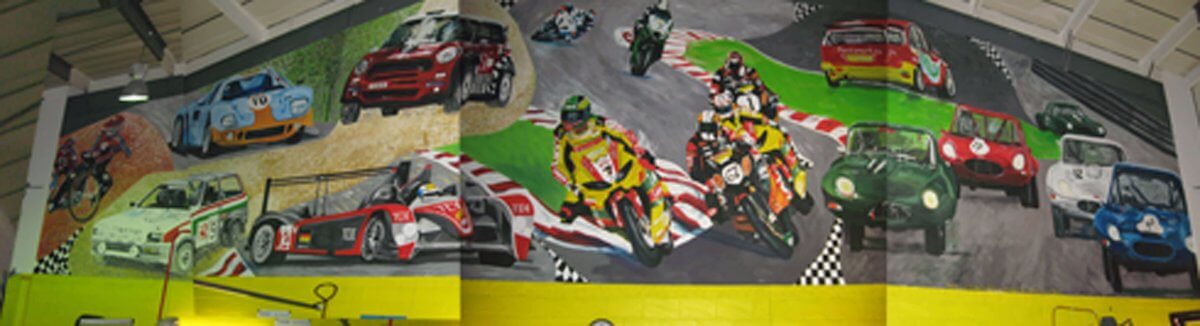 photo of a motorsport themed mural