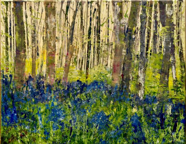 Painting sold of bluebell wood in spring