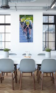 painting Sky Fall in situ in an office or dining room