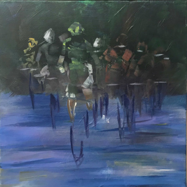 acrylic painting of ghost of cycle riders in peleton tour de france 2014 UK